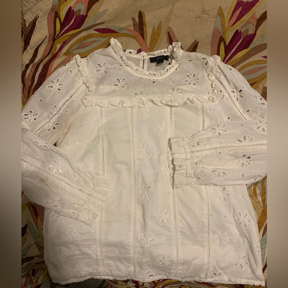JCrew off white eyelet blouse